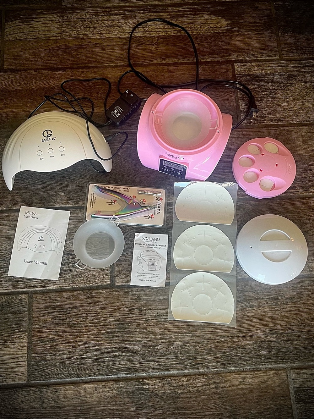 Steam nail polish remover and LED nail lamp acrylic clippers